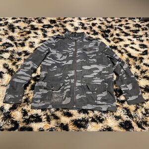 Camouflage Zip-Up, Tie Front Jacket